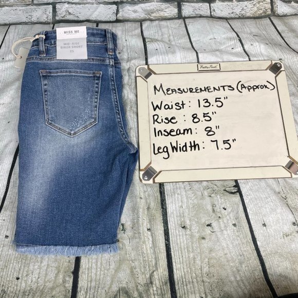 MISS ME Medium Blue Mid Rise Biker Short 25 - Picture 8 of 16